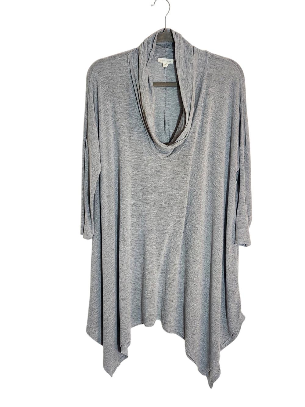 Silence + Noise Gray Cowl Neck Tunic with Handkerchief Hem Size Small